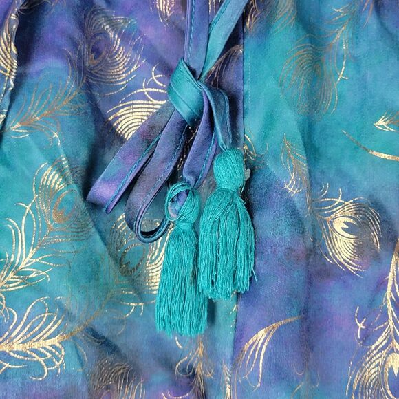 Disney Aladdin Pajama Shorts Womens 2XL Princess Jasmine Satin Metallic Feathers - Picture 7 of 12